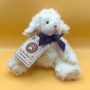 Retired & Rare Boyds Fleecia the Lamb Plush 6 inches White w/ Purple Bow Jointed